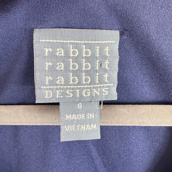 Rabbit Rabbit Rabbit Blue Striped Floral V-Neck Sleeveless Light Lined Dress 6 - Picture 5 of 5